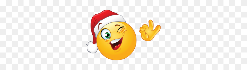261x180 Winking Emoticon Wearing Santa Hat - Santa Hat Transparent PNG