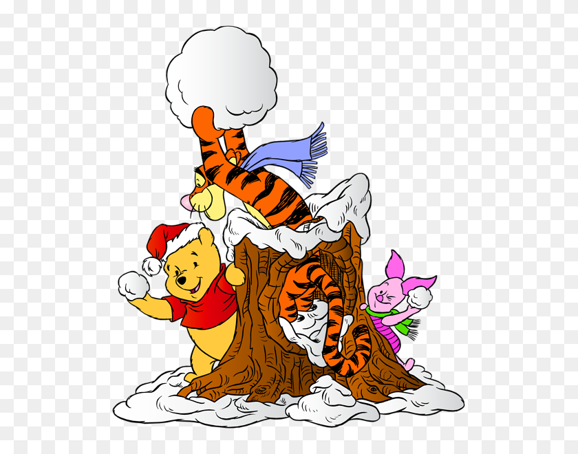 525x600 Winnie The Pooh And Friends With Snowballs Png Clip Art Image - Pooh Bear Clipart