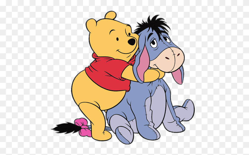 497x464 Winnie The Pooh Holding Eeyore Transparent Png - Eeyore Clipart