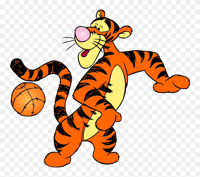 8000x7008 Winnie The Pooh Tigger With Ball Png Clip Art - Winnie The Pooh PNG