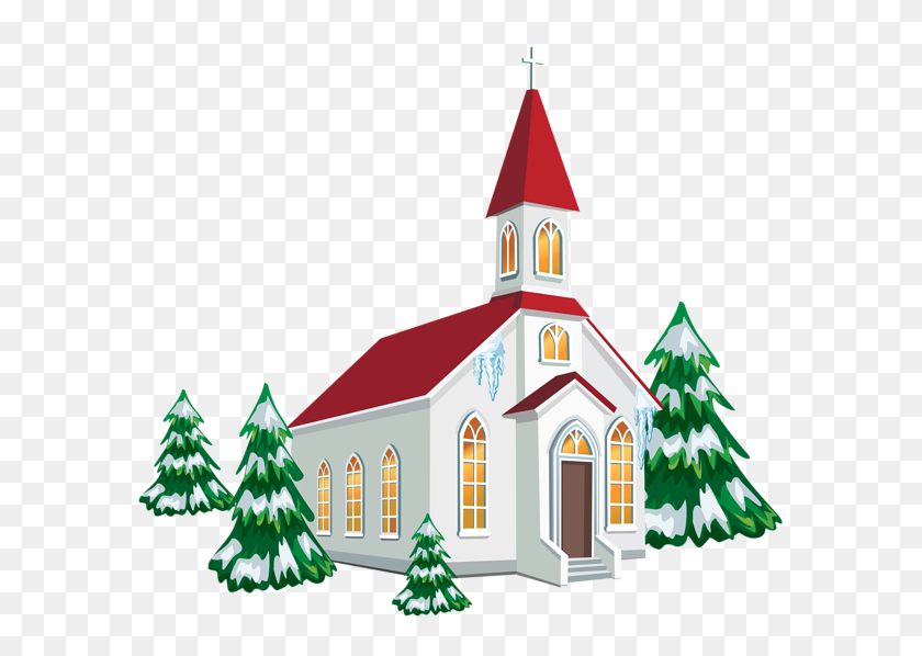 600x538 Winter Church With Snow Trees Png Clipart Gallery - Church PNG