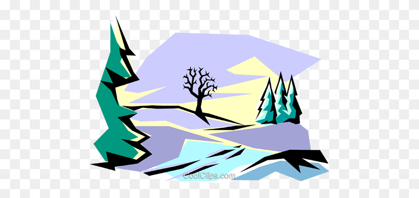 480x338 Winter Scene Royalty Free Vector Clip Art Illustration - Winter Scene Clipart
