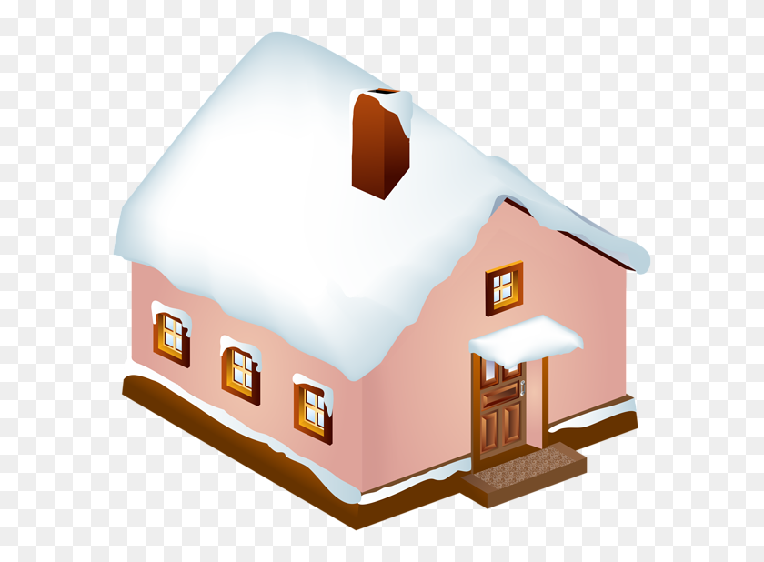 600x558 Winter Snowy House Png Clip Art - Winter Border Clipart