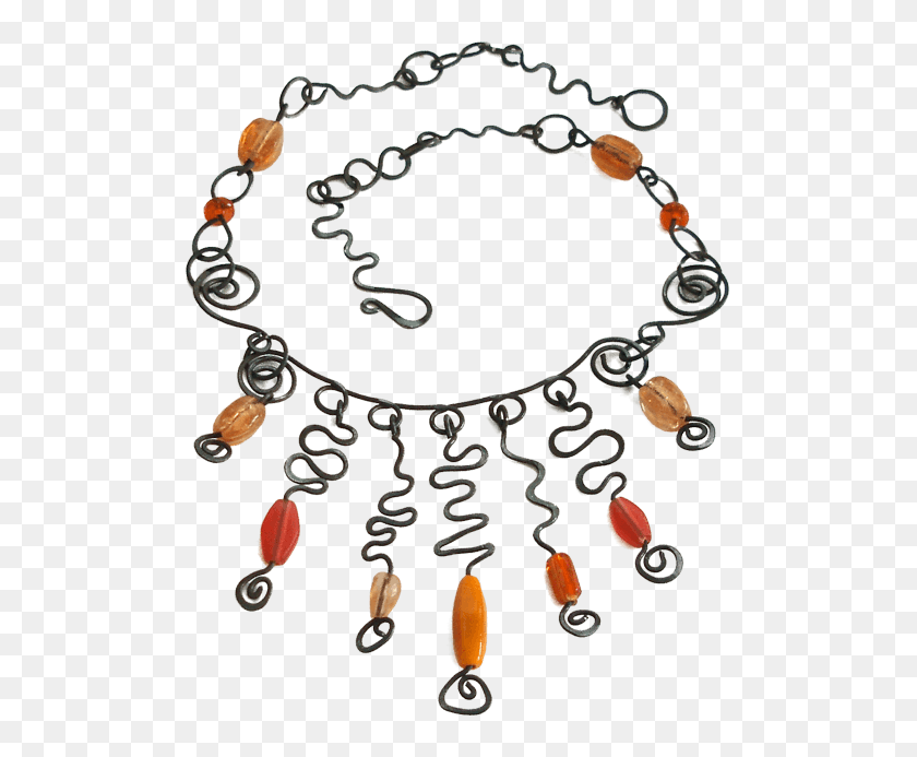 633x633 Wire Jewellery Orange Bead Dangle Necklace Wire Jewellery Workshops - Bead Necklace Clipart