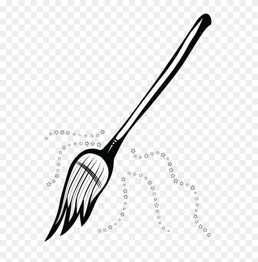 612x792 Witch Broom Clip Art In Png And Creation Creatures - Witch On A Broomstick Clipart