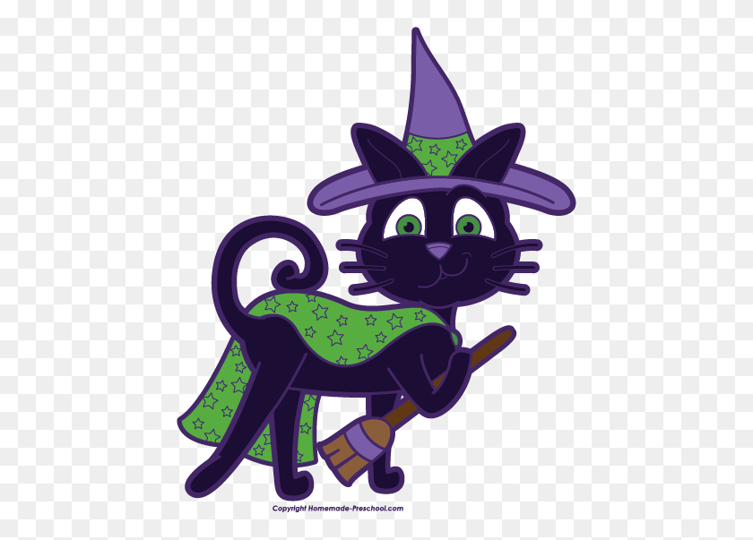 446x543 Witch Cat Clipart - Witch Clipart Black And White
