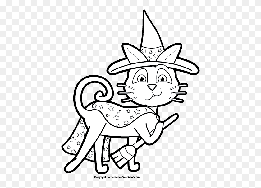 446x544 Witch Cat Clipart - Cat Nose Clipart