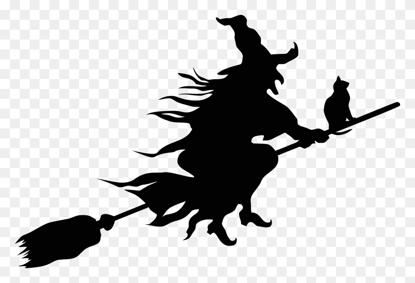 2316x1524 Witch Flying Broom Silhouette Icons Png - Witch PNG