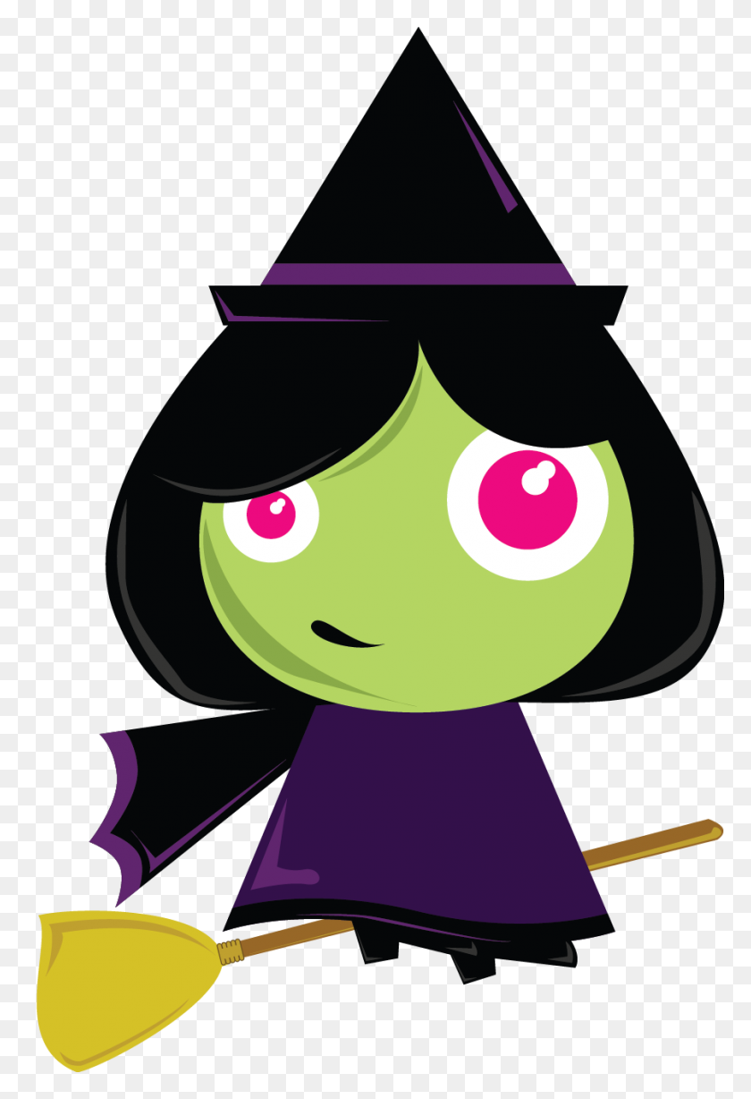 898x1345 Witch Hat Clipart Cute Halloween Witch - Witch On Broom Clipart
