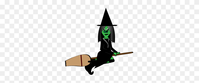 300x290 Witch On Broom - Witch On A Broomstick Clipart