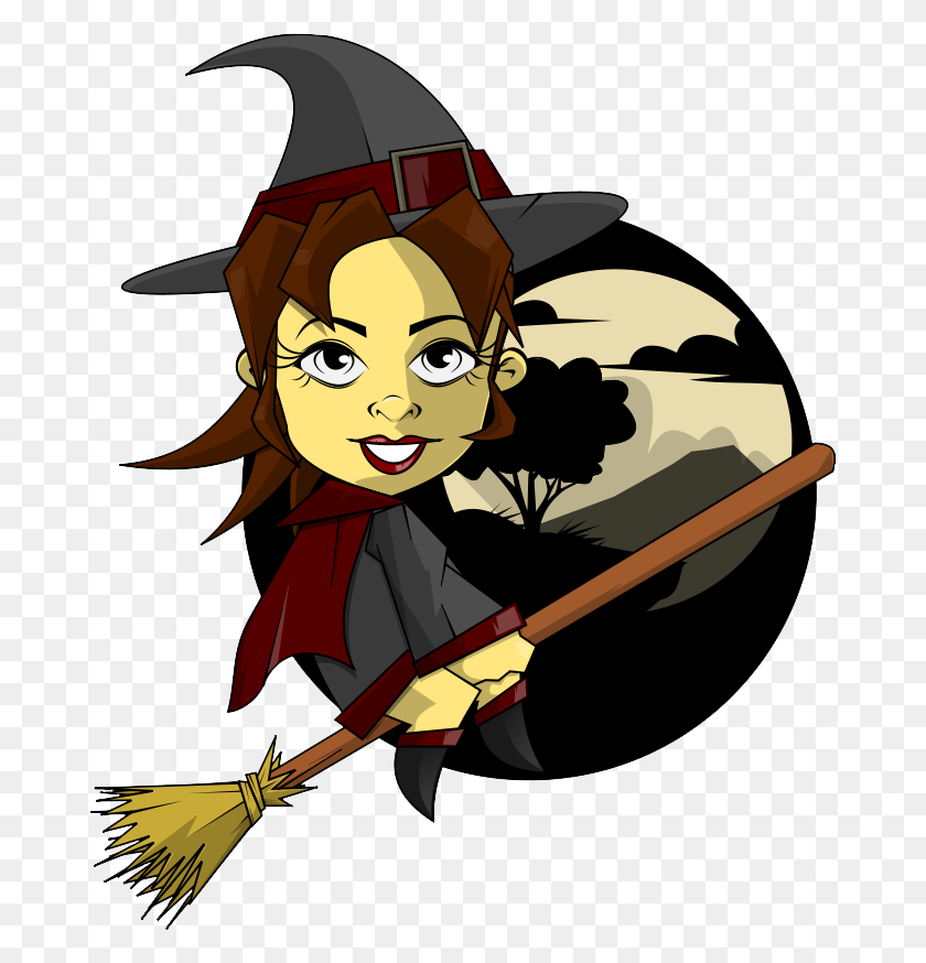 Witch On Broom Clip Art - Witchcraft Clipart.