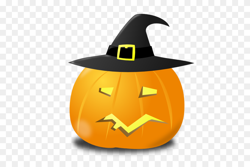 500x500 Witch Pumpkin Vector Image - Jack O Lantern Clipart Black And White