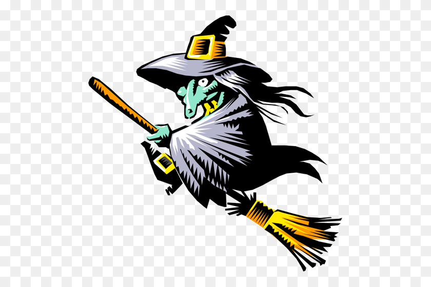 495x500 Witch With Broom - Witch On A Broomstick Clipart