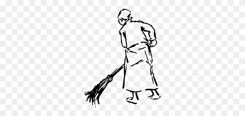 262x339 Witch's Broom Witchcraft Dustpan Cartoon - Mop Clipart Black And White