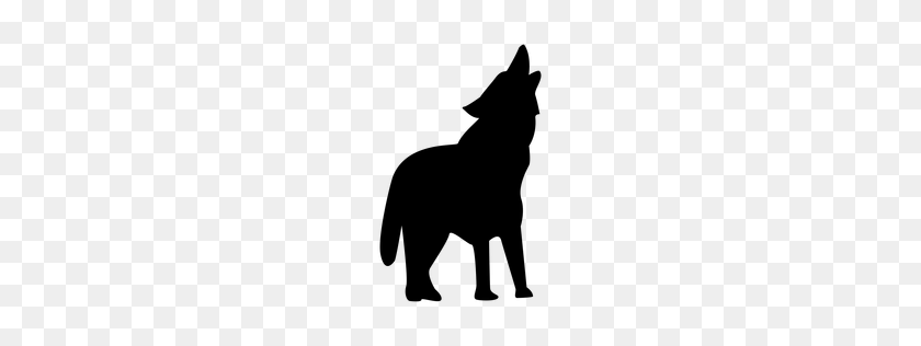 256x256 Wolf Barking Silhouette - Wolf Silhouette PNG