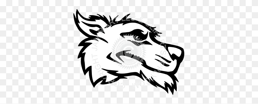 361x281 Wolf Head Right - Wolf Head Clipart Black And White