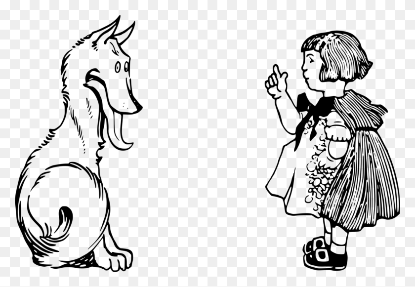 1121x750 Wolf Human Finger Drawing - Red Riding Hood Clipart