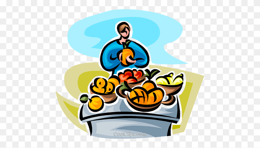 480x421 Woman - Fruit Stand Clipart