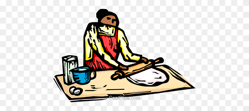 480x317 Woman Baking With A Rolling Pin Royalty Free Vector Clip Art - Baking Clipart