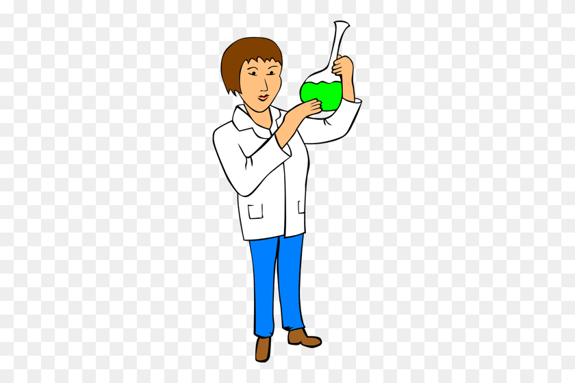220x500 Woman Chemist Vector Illustration - Lab Coat Clipart