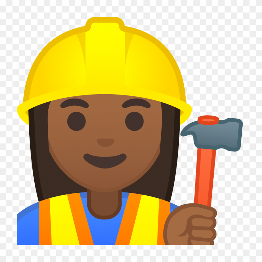 1024x1024 Mujer Trabajador De La Construcción De Tono De Piel Medio Oscuro Icono Noto Emoji - Trabajador De La Construcción Png
