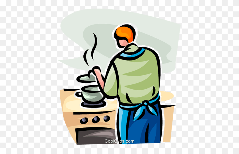 431x480 Woman Cooking Royalty Free Vector Clip Art Illustration - Woman Cooking Clipart