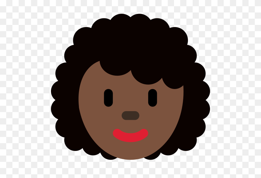 512x512 Женщина Темного Оттенка Кожи, Вьющиеся Волосы Emoji - Девушка С Вьющимися Волосами Клипарт