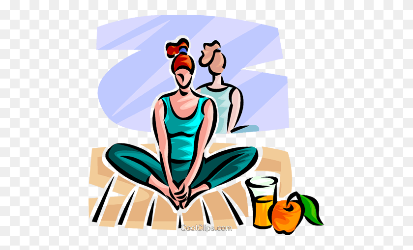 480x449 Woman Doing Yoga Royalty Free Vector Clip Art Illustration - Yoga Clipart