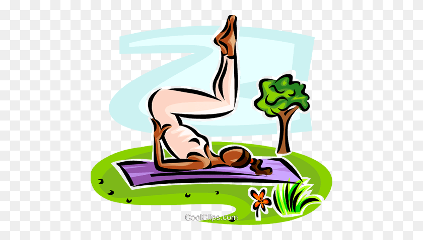 480x418 Woman Doing Yoga Royalty Free Vector Clip Art Illustration - Yoga Clipart Free