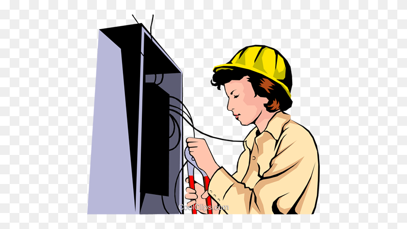 480x413 Woman Electrician Royalty Free Vector Clip Art Illustration - Electrician Clipart