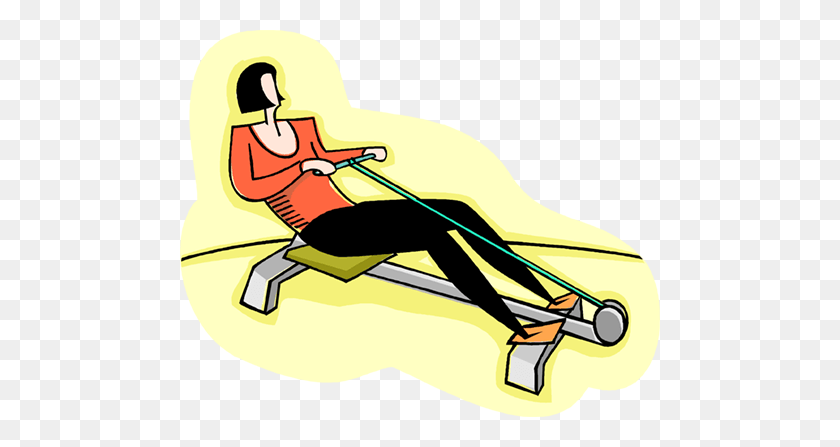 480x387 Woman Exercising On A Rowing Machine Royalty Free Vector Clip Art - Crunch Clipart