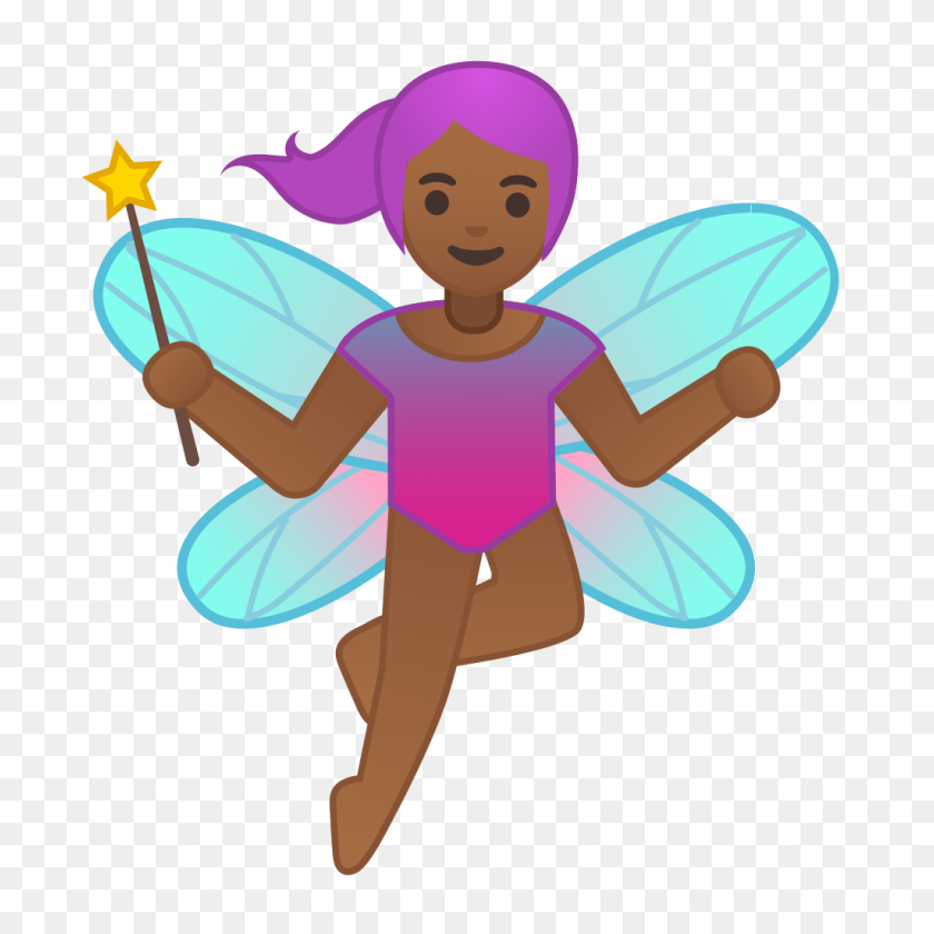 1024x1024 Woman Fairy Medium Dark Skin Tone Icon Noto Emoji People Stories - Fairy PNG