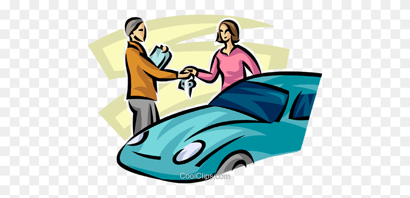 480x346 Woman Getting The Keys Of Her New Car Royalty Free Vector Clip Art - New Car Clipart