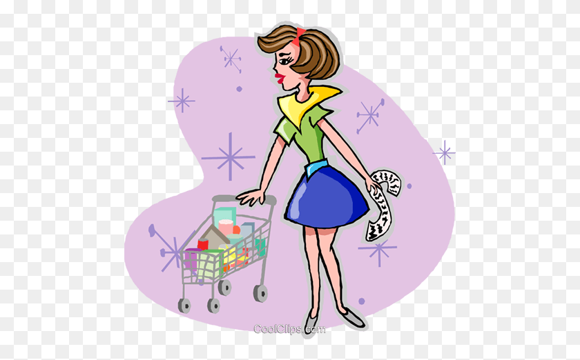 480x462 Woman Grocery Shopping Royalty Free Vector Clip Art Illustration - Woman Shopping Clipart