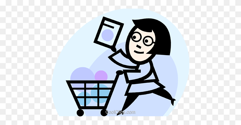 480x376 Woman Grocery Shopping Royalty Free Vector Clip Art Illustration - Grocery Shopping Clipart