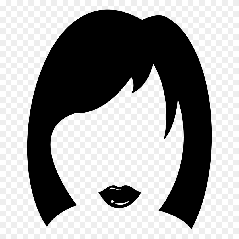 2000x2000 Женщина Волосы Клипарт Черно-Белые Картинки - Прямые Волосы Клипарт