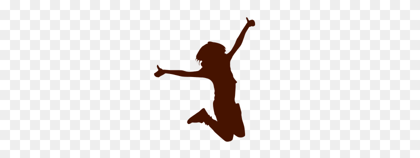 256x256 Woman Happy Jumping Silhouette - Youtube Thumbs Up PNG