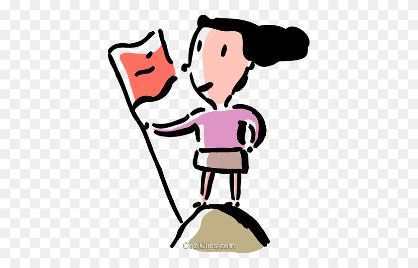 405x480 Woman Holding Flag - Summit Clipart