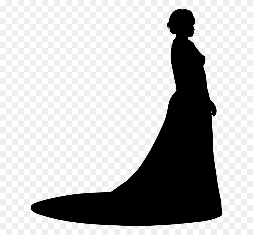 635x720 Woman In Gown Silhouette Free Clipart - Woman Clipart Black And White