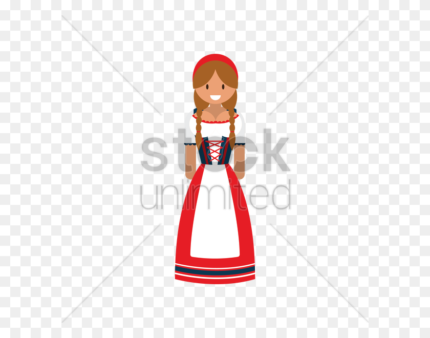 600x600 Женщина В Традиционной Швейцарской Одежде Векторное Изображение - Традиция Клипарт