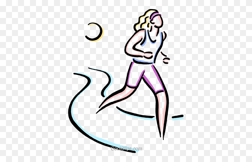 385x480 Woman Jogging Royalty Free Vector Clip Art Illustration - Jogging Clipart