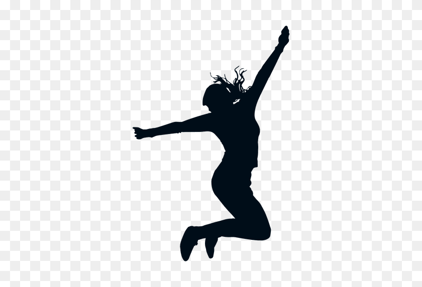 512x512 Woman Jumping Pose Silhouette - Jump PNG