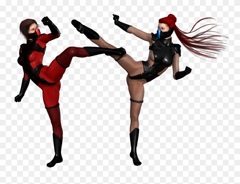 1280x960 Woman Ninjas Fighting Pose Transparent Png - Fighting PNG
