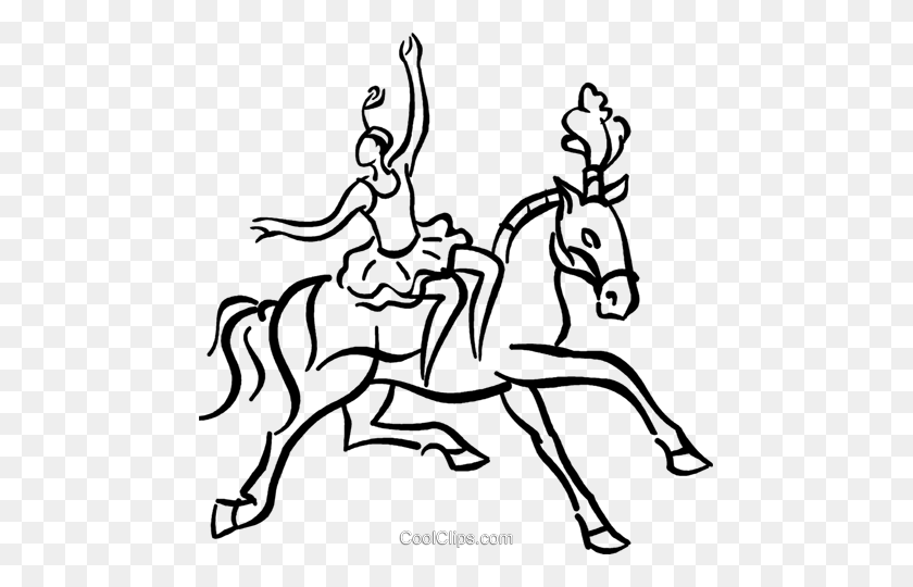 473x480 Woman On A Horse, Circus Act Royalty Free Vector Clip Art - Horse Head Clipart