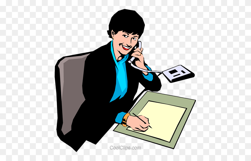 473x480 Woman On Phone Royalty Free Vector Clip Art Illustration - Bank Teller Clipart