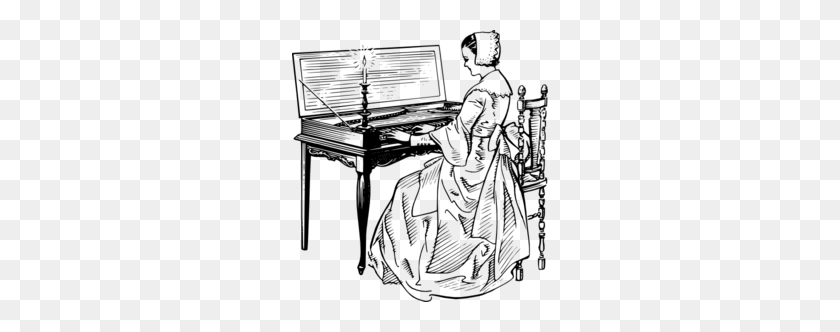 256x272 Woman Playing A Clavichord Clipart - Piano Player Clipart