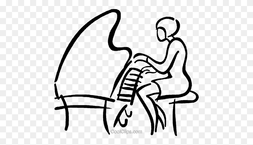 480x422 Женщина Играет На Пианино Роялти Бесплатно Векторные Иллюстрации - Игра На Пианино Клипарт