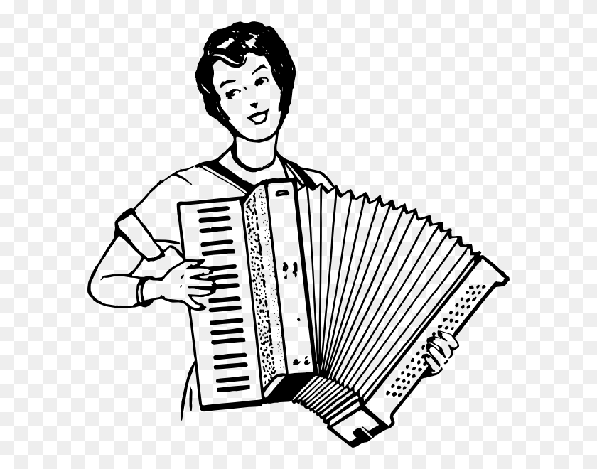 594x600 Женщина Играет На Аккордеоне Картинки - Музыкальные Инструменты Клипарт Черный И Белый