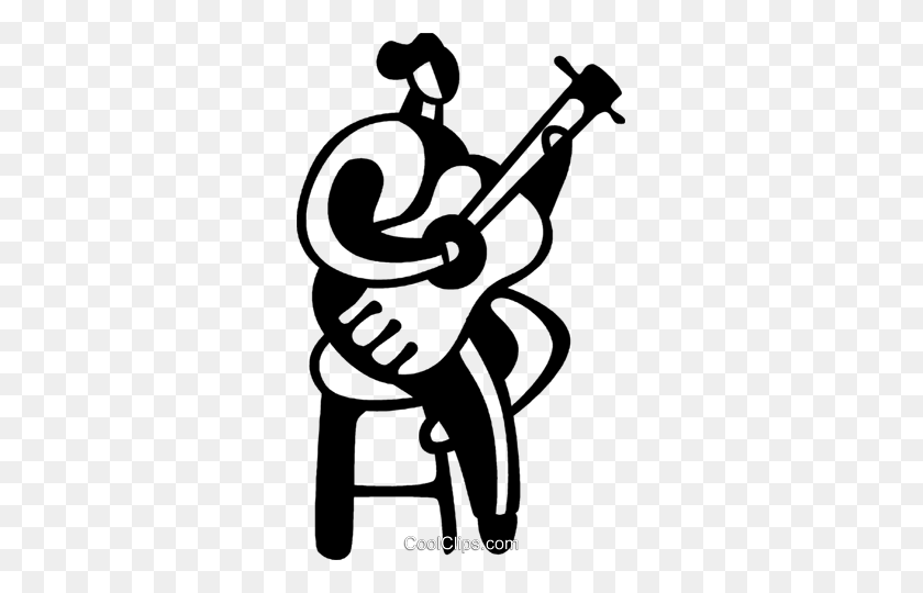 299x480 Woman Playing Acoustic Guitar Royalty Free Vector Clip Art - Acoustic Guitar Clipart Black And White