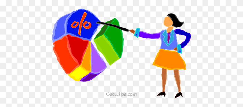 480x312 Woman Pointing - Pie Chart Clipart